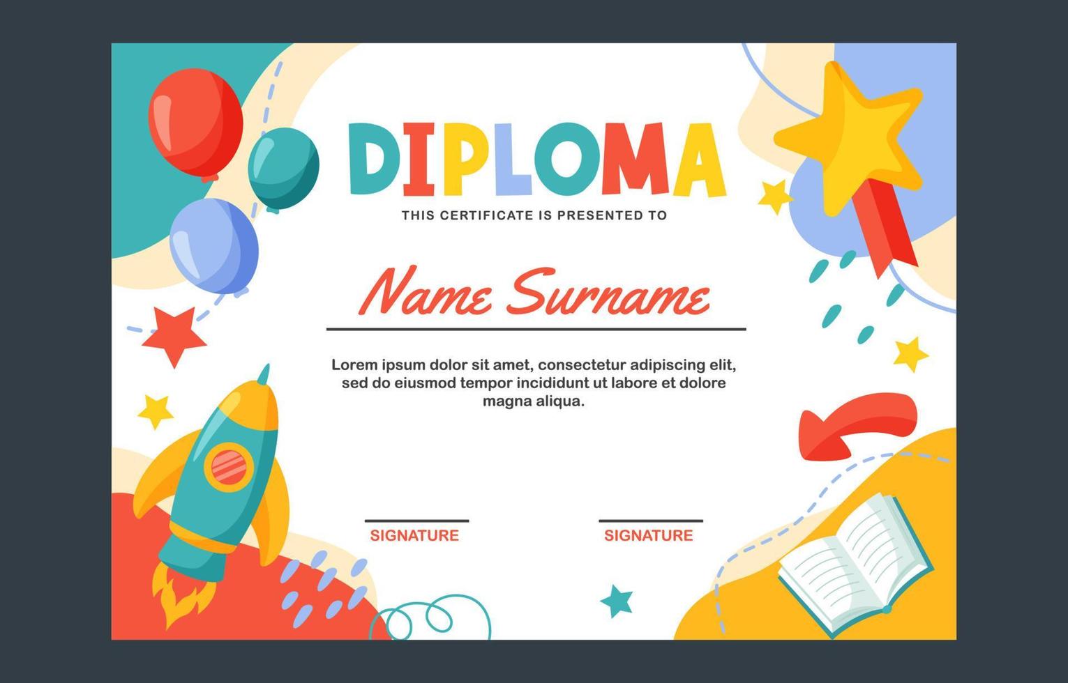 Certificate Kindergarten Template vector