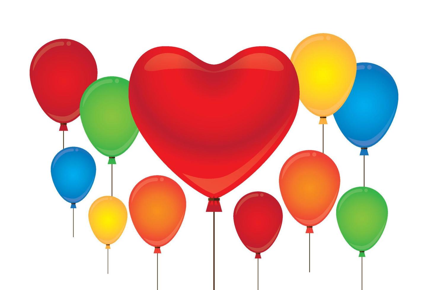 Red heart shaped balloons vector