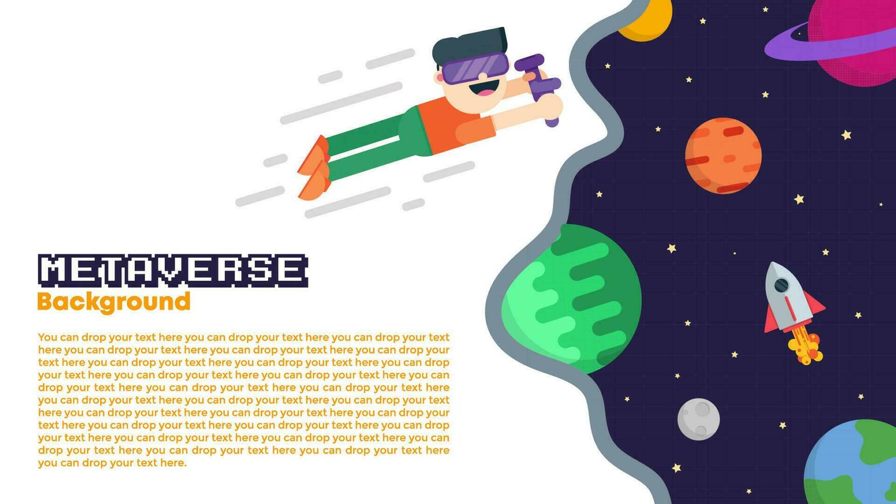 Vector of Flying to Metaverse Background. Perfect for metaverse design, metaverse template, etc.