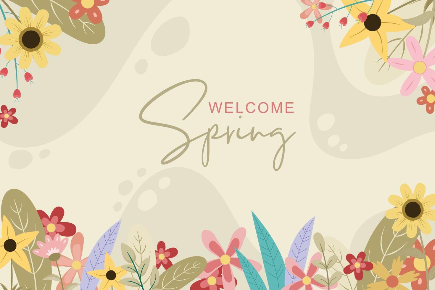 Beautiful hand drawn spring flower background vector