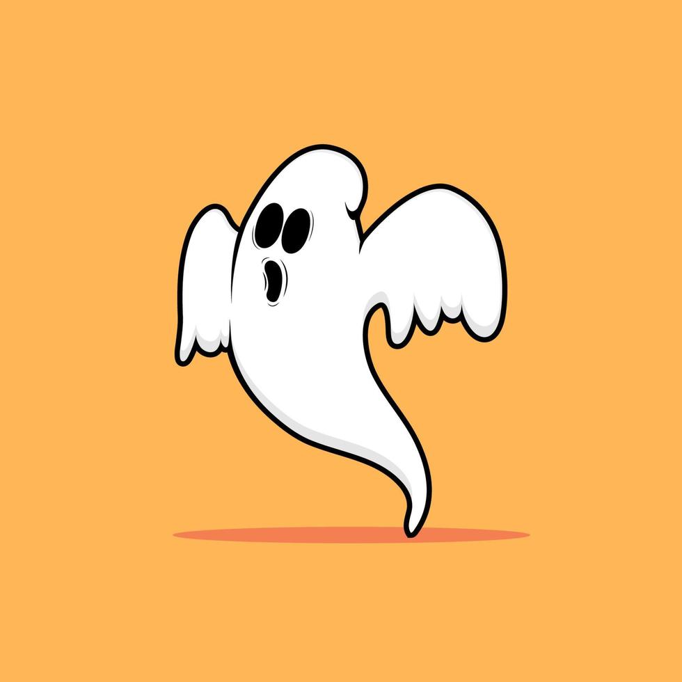 Cute Fly Ghost Cartoon Illustration Art vector