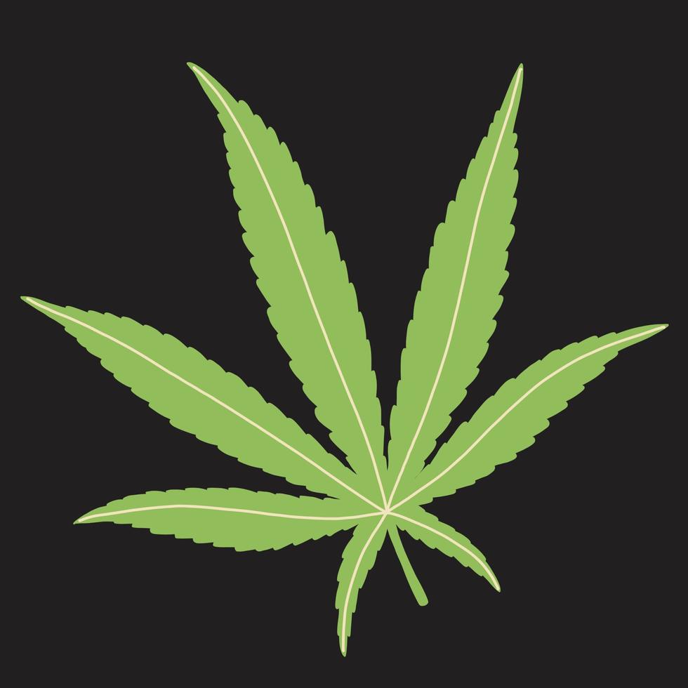 simplicidad hoja de cannabis dibujo a mano alzada diseño plano. vector