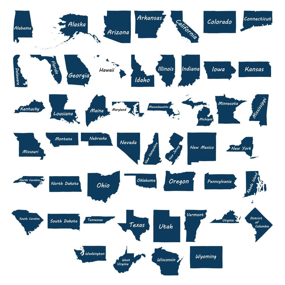 Doodle freehand drawing on states of the USA. vector