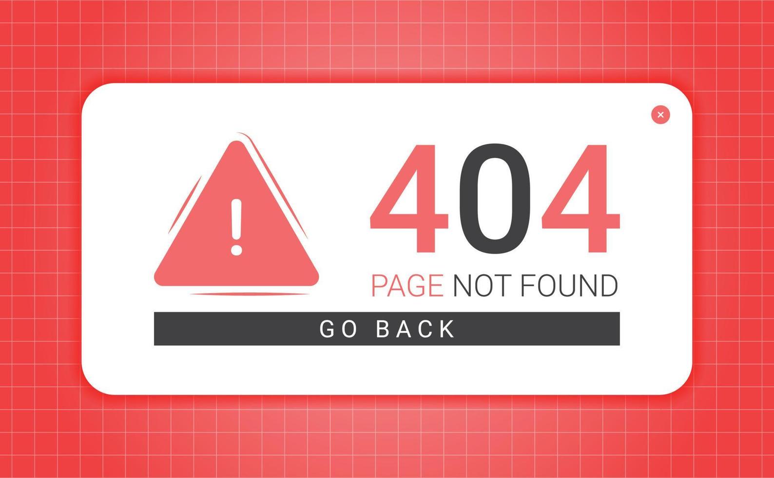 warning 404 page not found, pop-up errors. vector