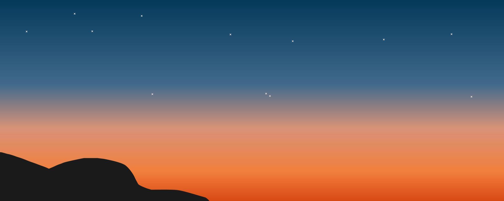 vector illustration of the sunset from the top of the hill