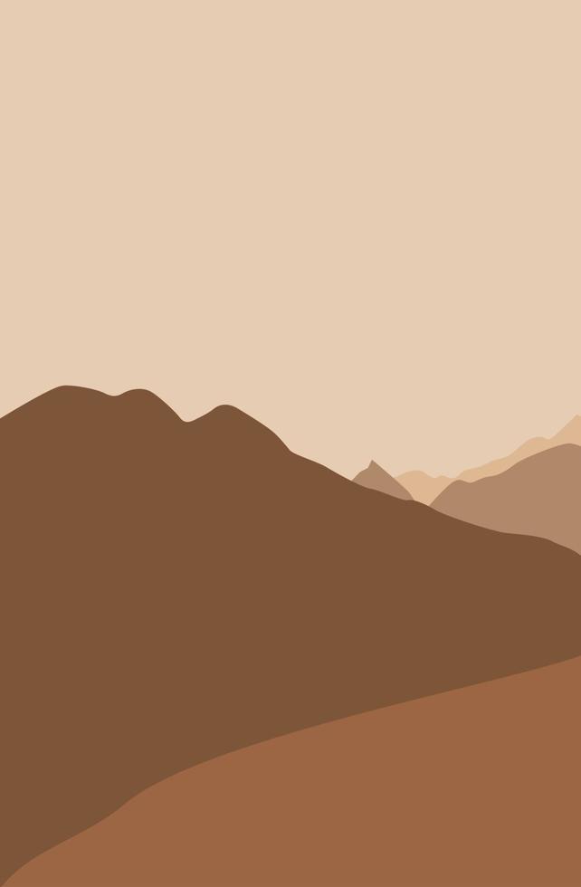 abstract landscape posters. Modern background flat design, contemporary boho mountains minimalist wall decor. vector