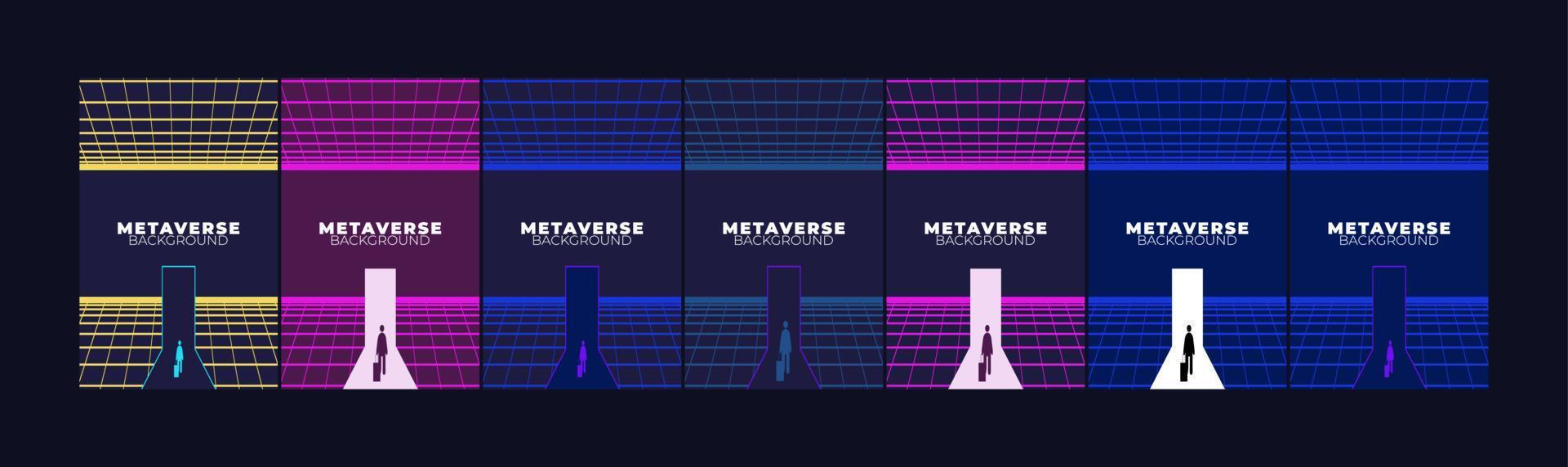 Set of Businessman Start and Steps into Future Door. Moving Forward to New Technology, Blockchain and the Next Layer of the Internet Concepts. Futuristic Tone vector