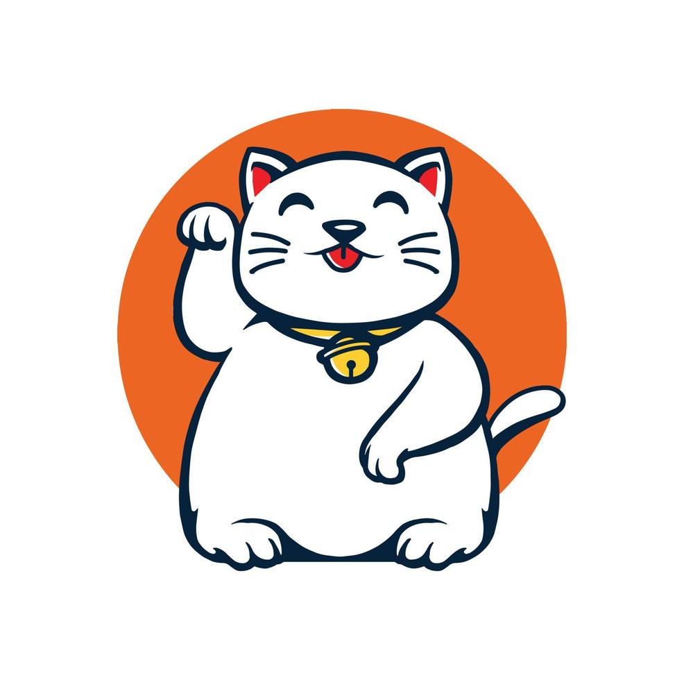 cute lucky cat illustration vector