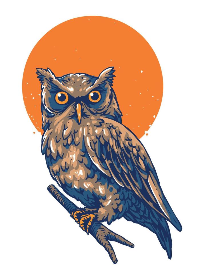 owl illustration for t-shirt design vector