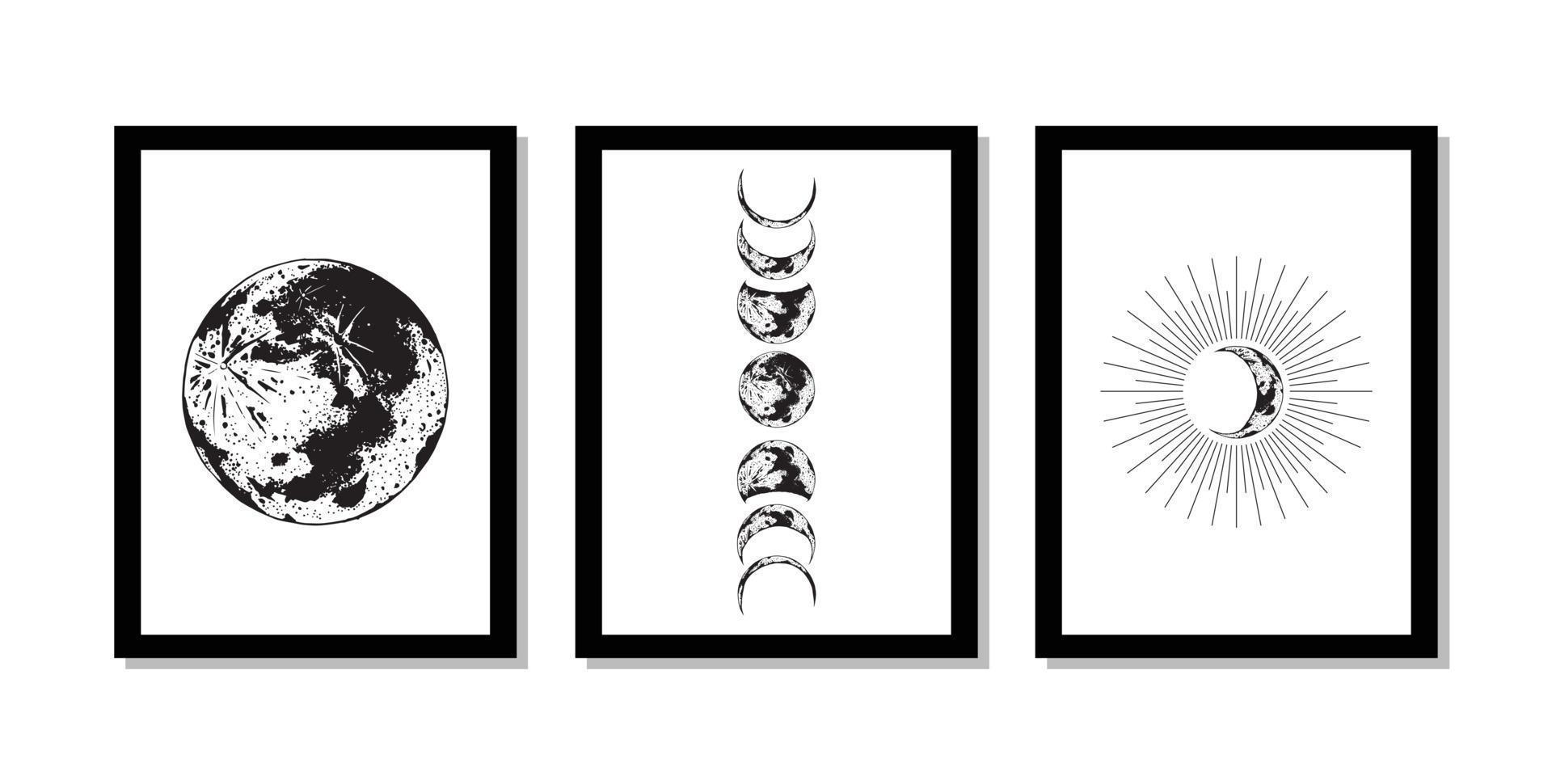 moon split illustration for wall design vector