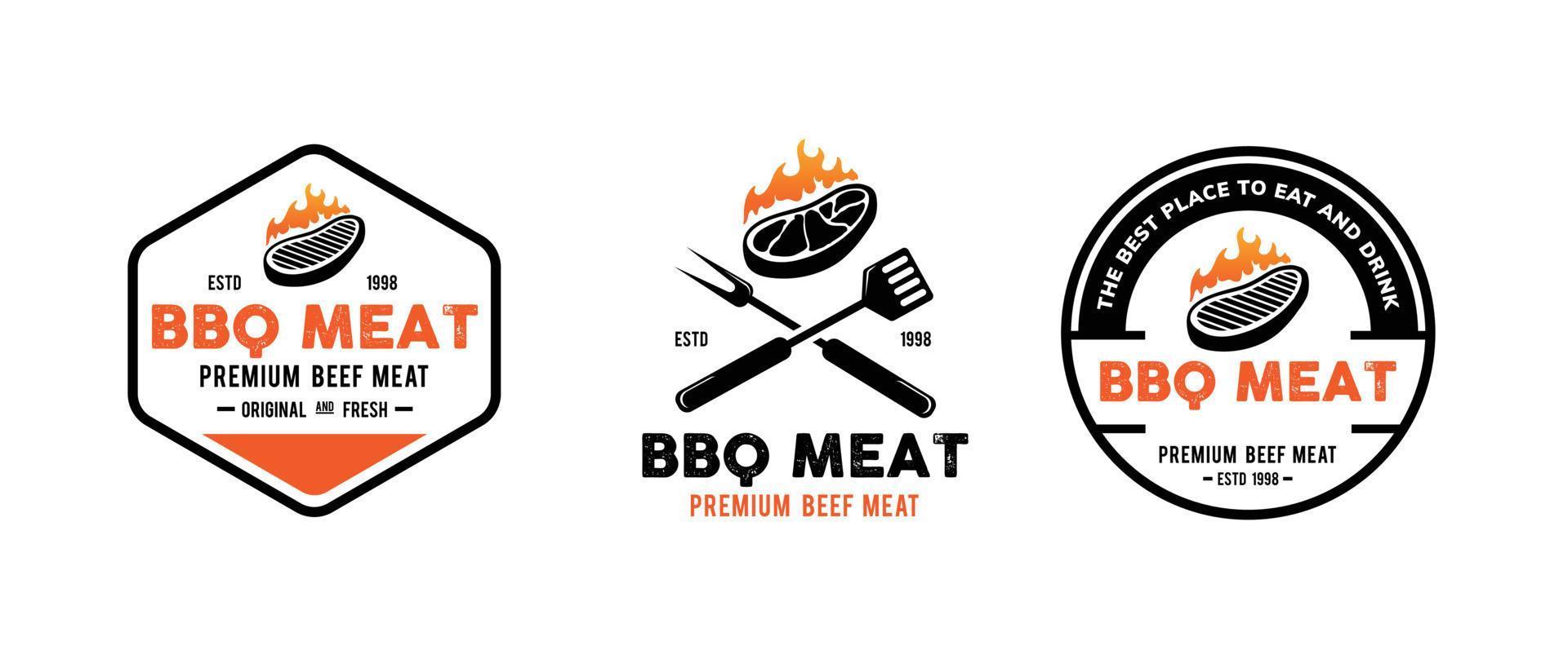 barbeque set logo design vector
