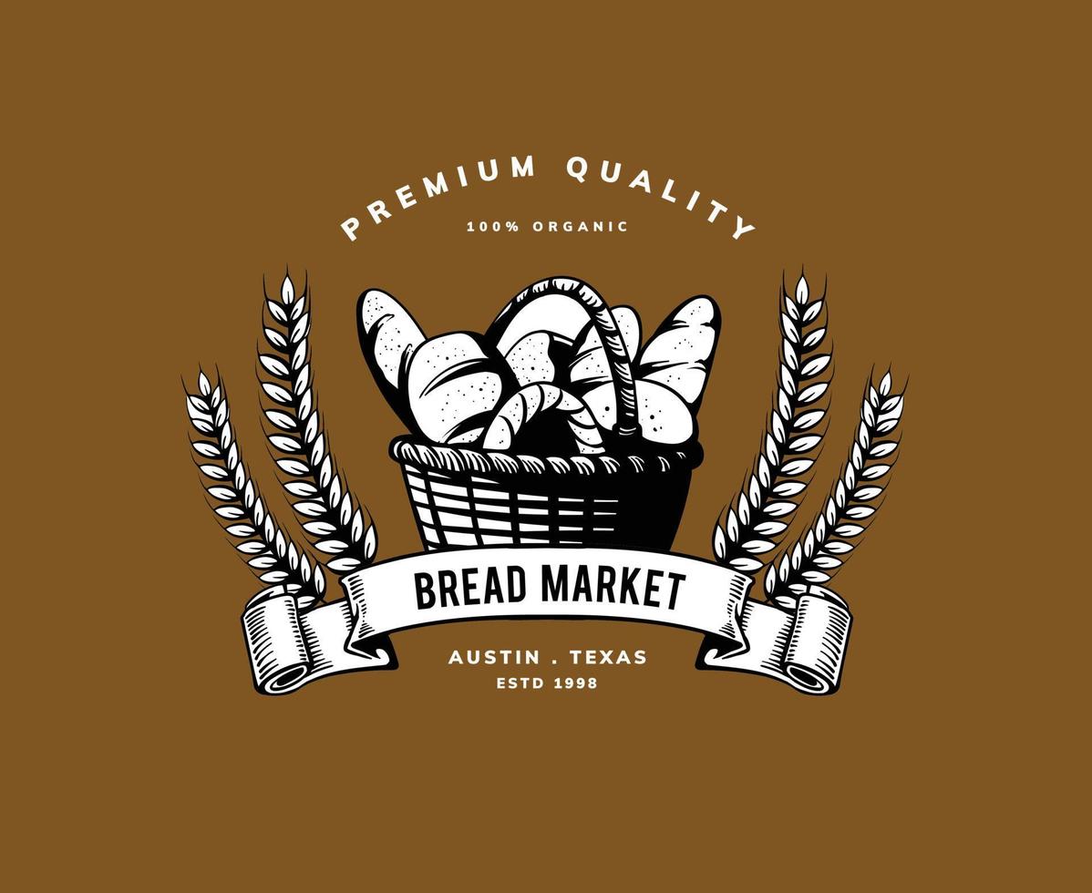 vintage bread and bakery set logo vector