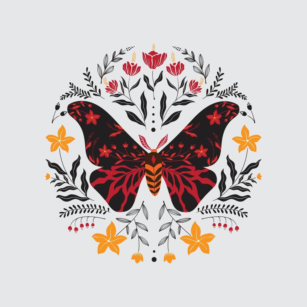 folk art flowers vector