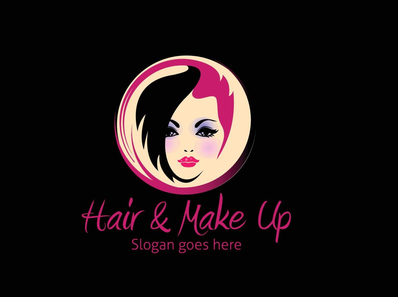 logotipo de cabeza de mujer de estilo de cabello de salón vector