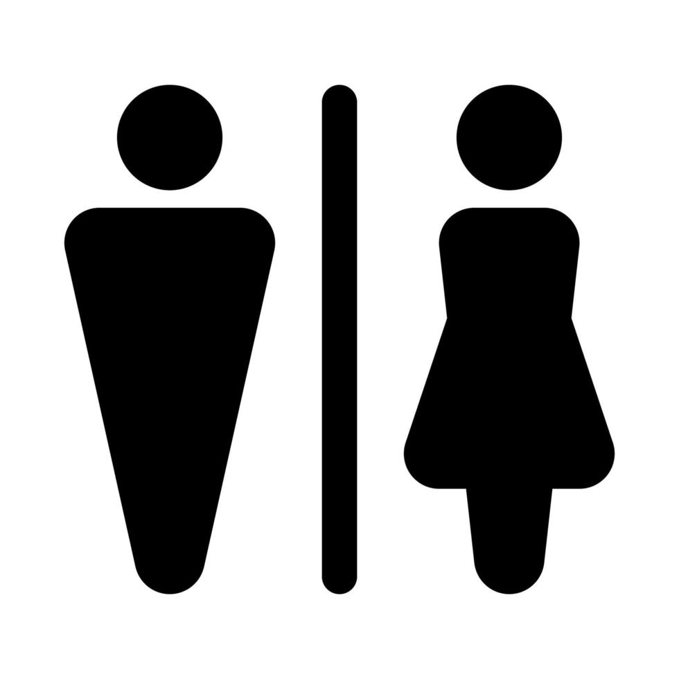 masculino femenino hombres mujeres baño baño firmar logo negro silueta triángulo gordito estilo vector