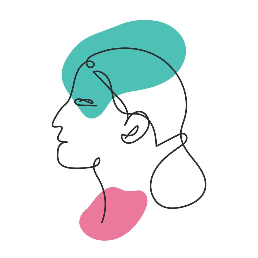 Contour or line of a girl's face, linear, aesthetic drawing vector