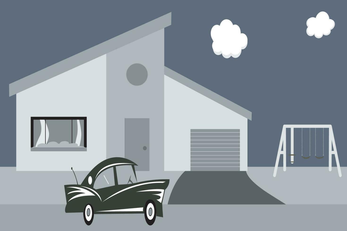 1960s themed american suburban home vector