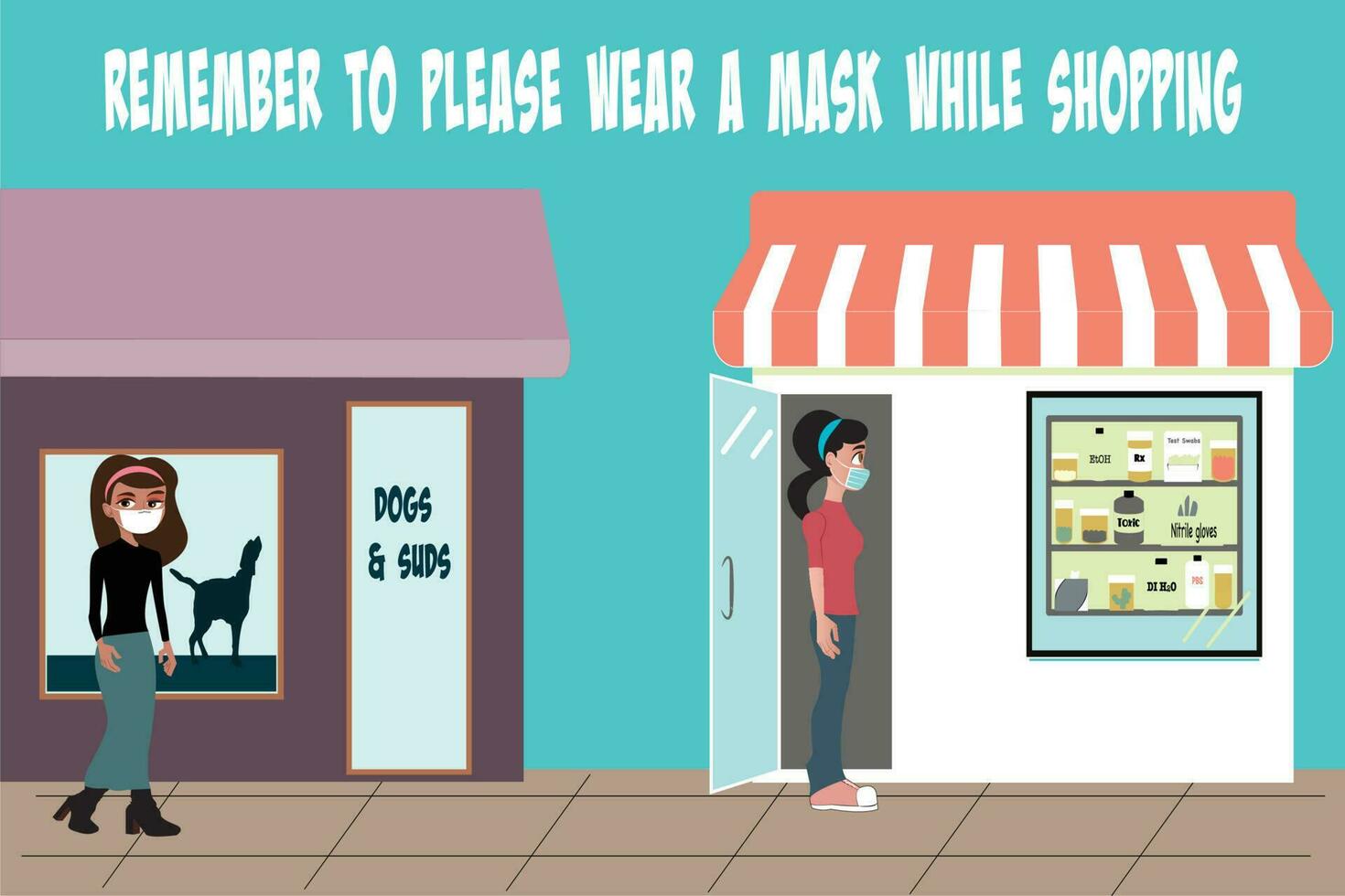 please remember to wear a mask vector