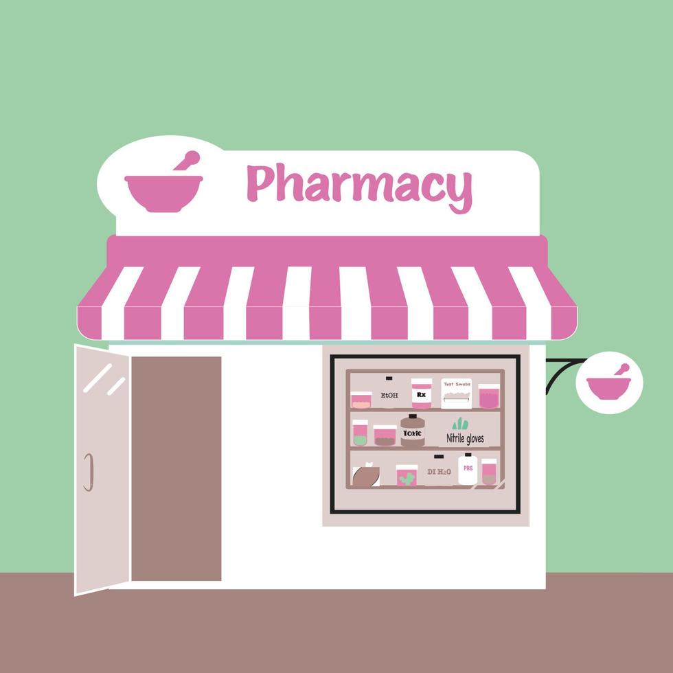 local neighborhood drug store pharmacy vector