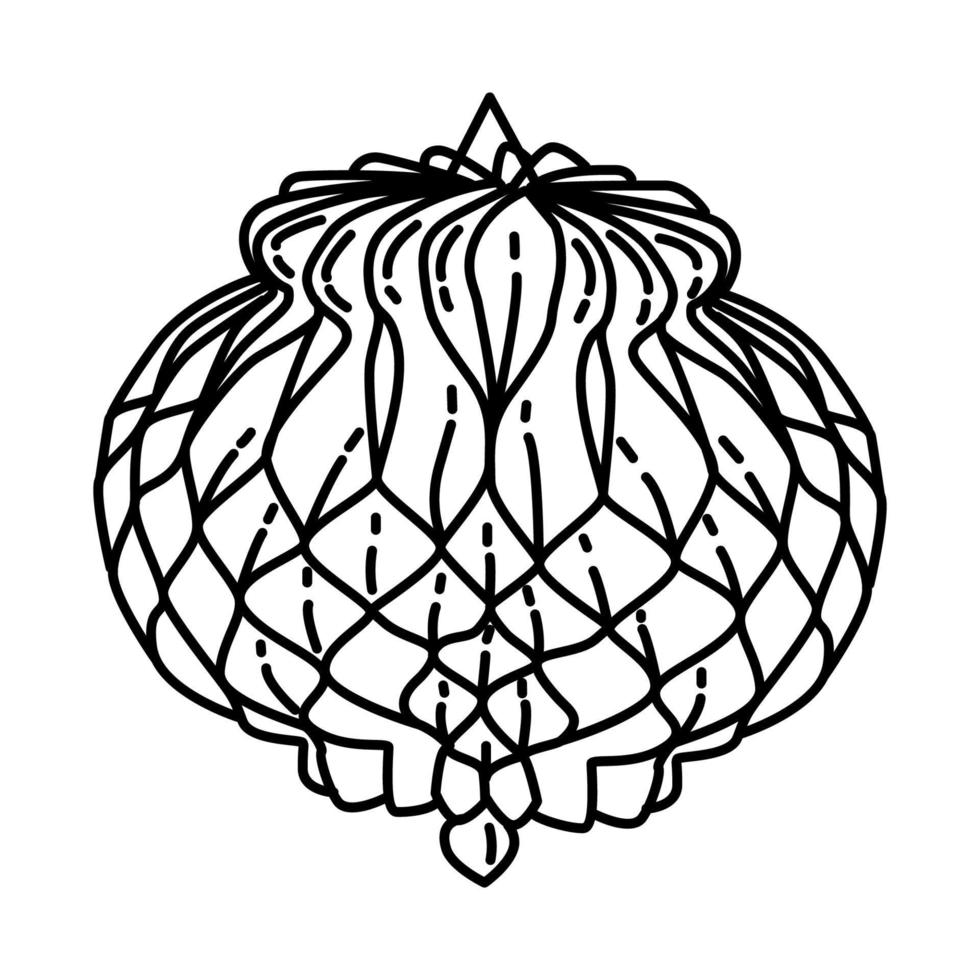 Chinese Honeycomb Lantern Icon. Doodle Hand Drawn or Outline Icon Style. vector