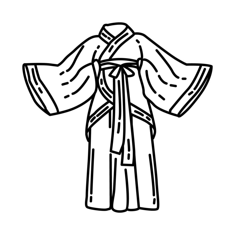 Chinese Traditional Female Costume Icon. Doodle Hand Drawn or Outline Icon Style. vector