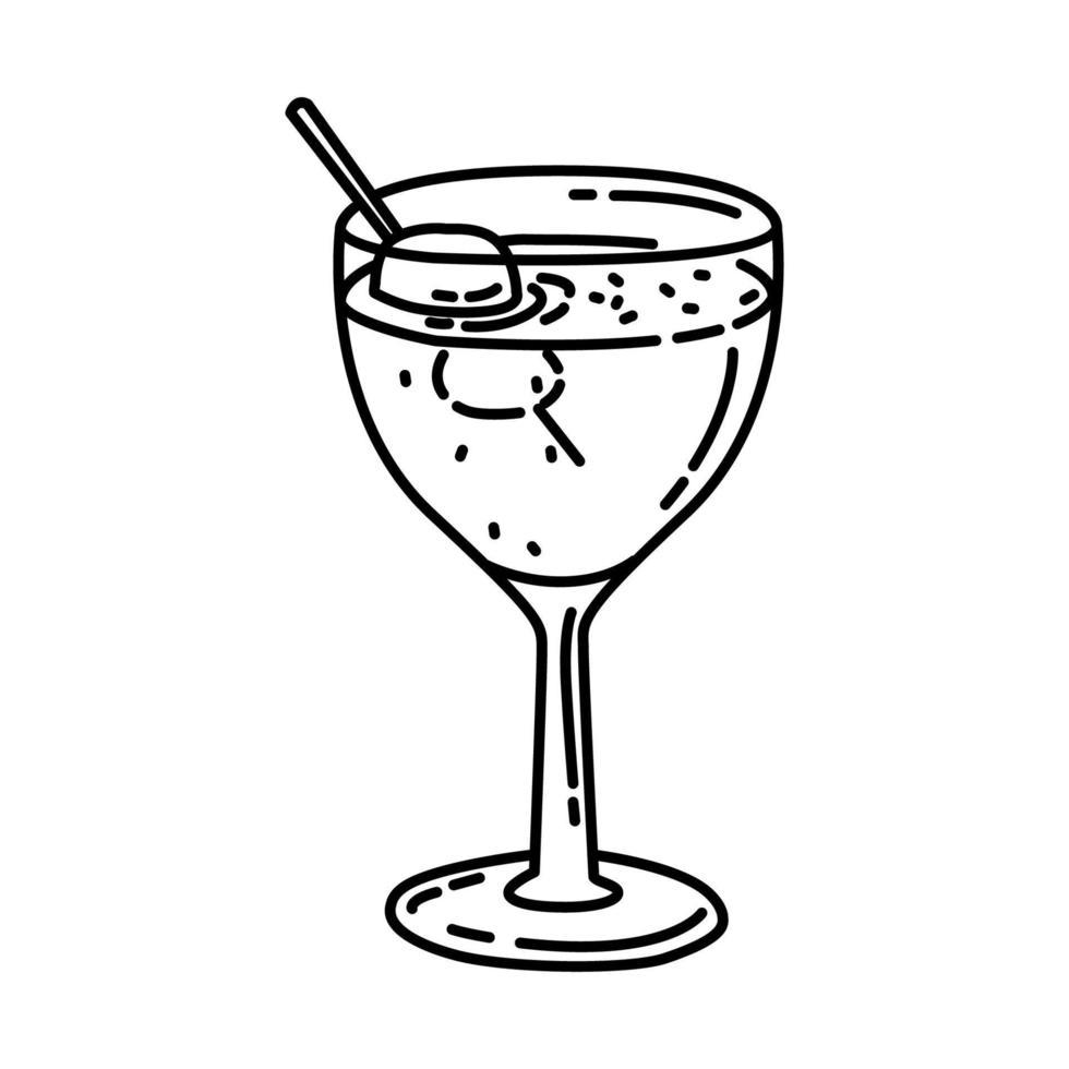 icono de martini de licor de lichi. garabato dibujado a mano o estilo de icono de contorno. vector