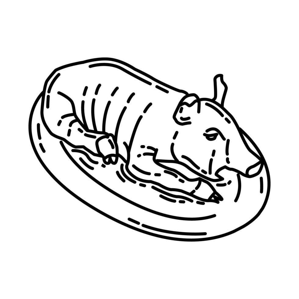 Pork Food Icon. Doodle Hand Drawn or Outline Icon Style. vector
