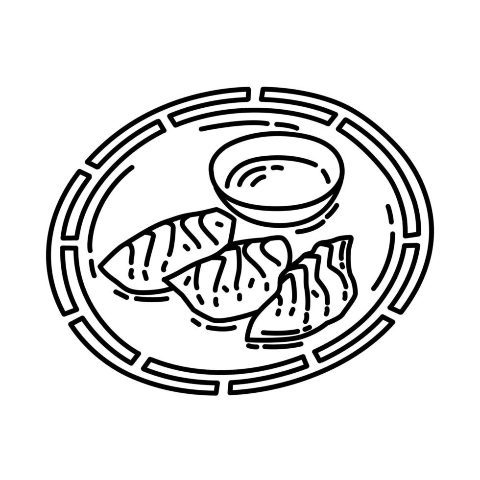 Chinese Eat Dumplings Icon. Doodle Hand Drawn or Outline Icon Style. vector