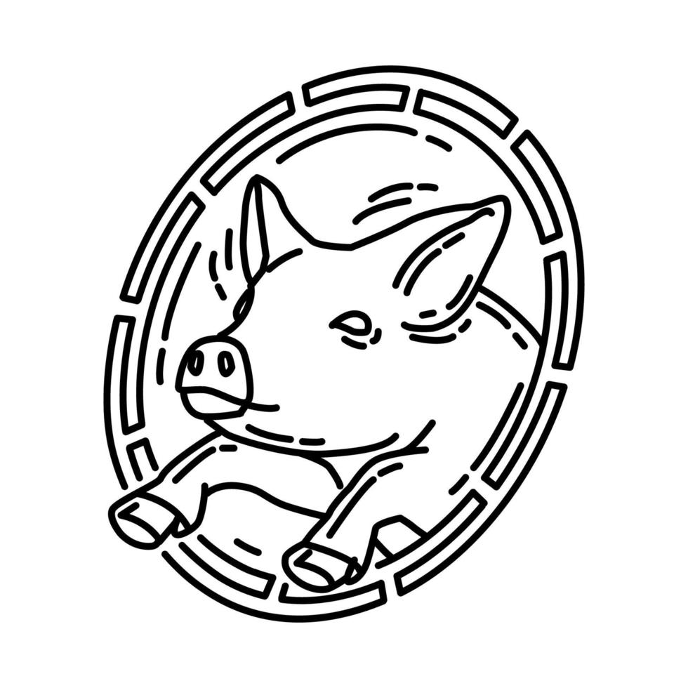 icono de símbolo de cerdo. garabato dibujado a mano o estilo de icono de contorno. vector