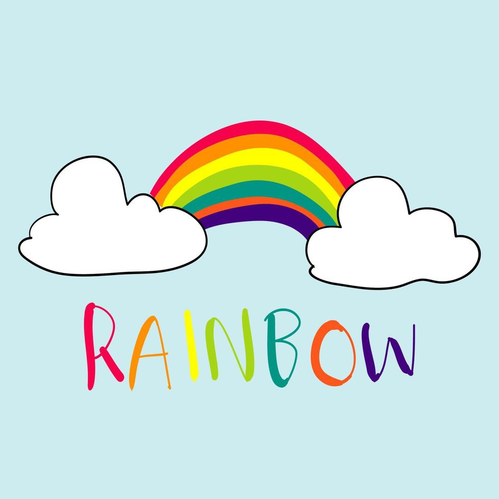 colorful doodle rainbow illustration handdrawn cartoon kawaii style vector
