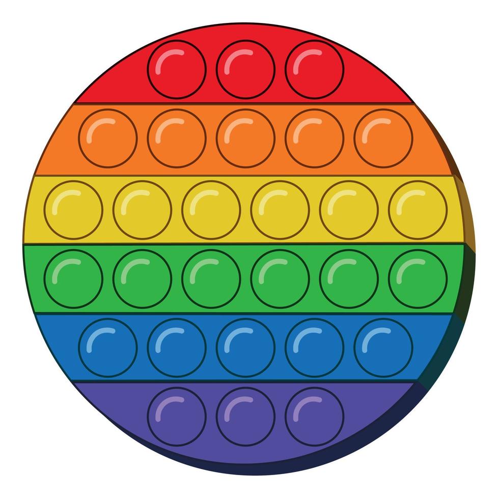 Vector pop it toy illustration. Colorful trendy sensory playthings with push bubbles. Antistress children game.