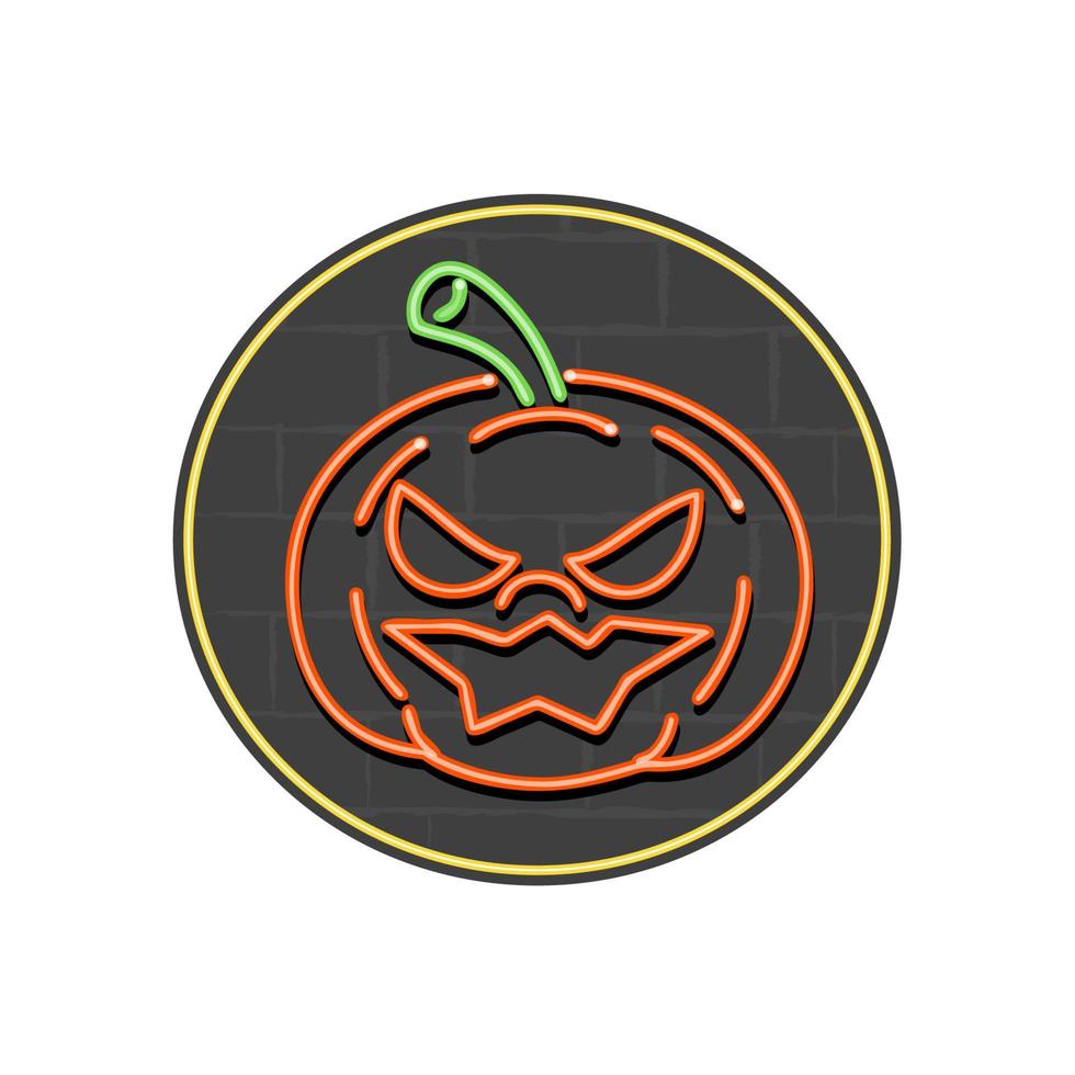 Jack-O-Lantern Neon Sign Circle vector