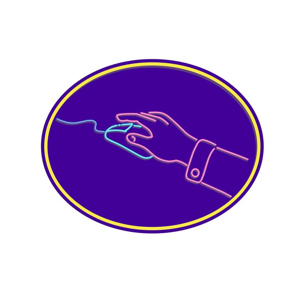 Hand Clicking Mouse Neon vector