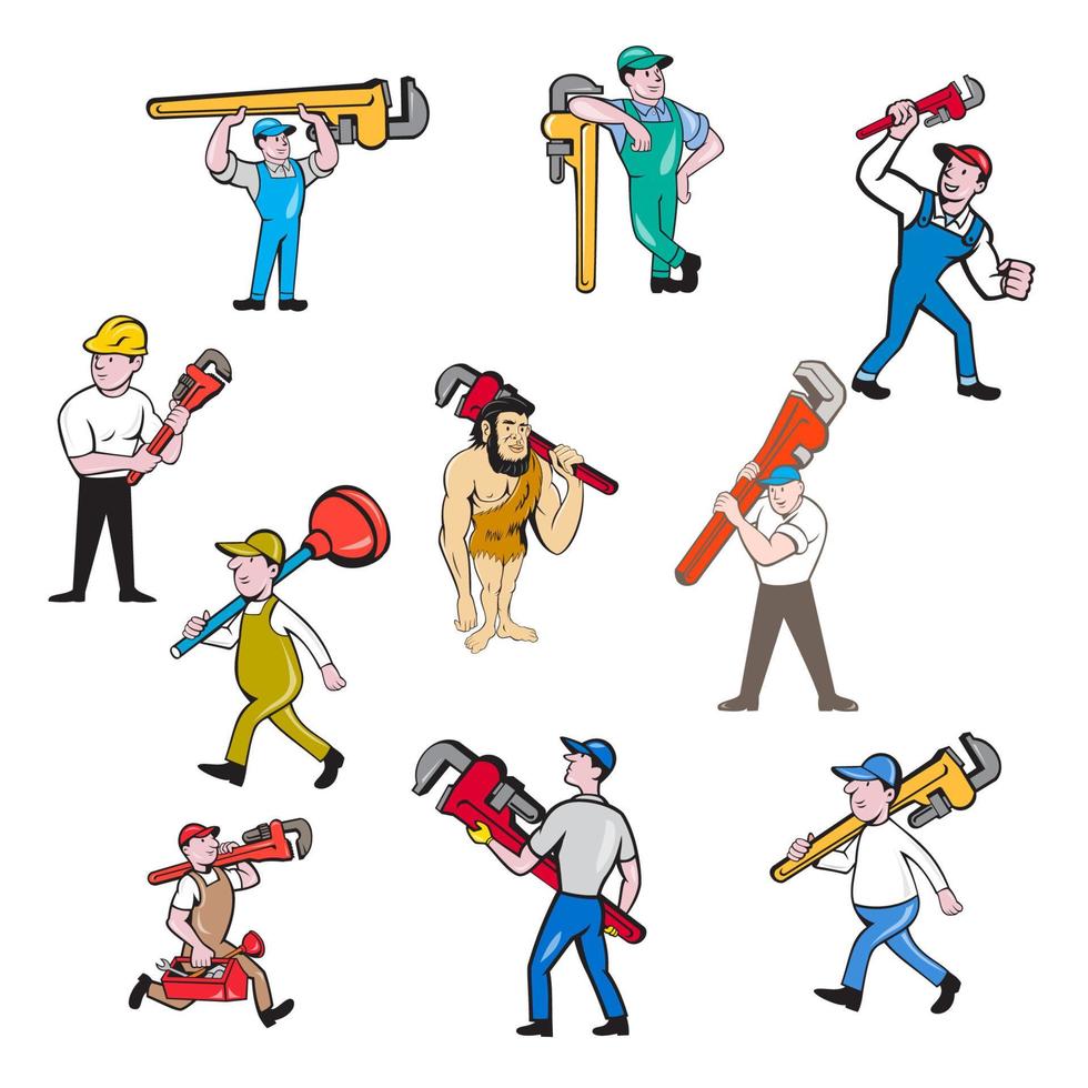 Plumber Cartoon Set vector