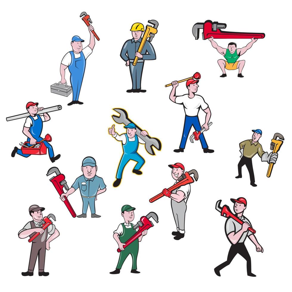 Plumber Cartoon Set vector