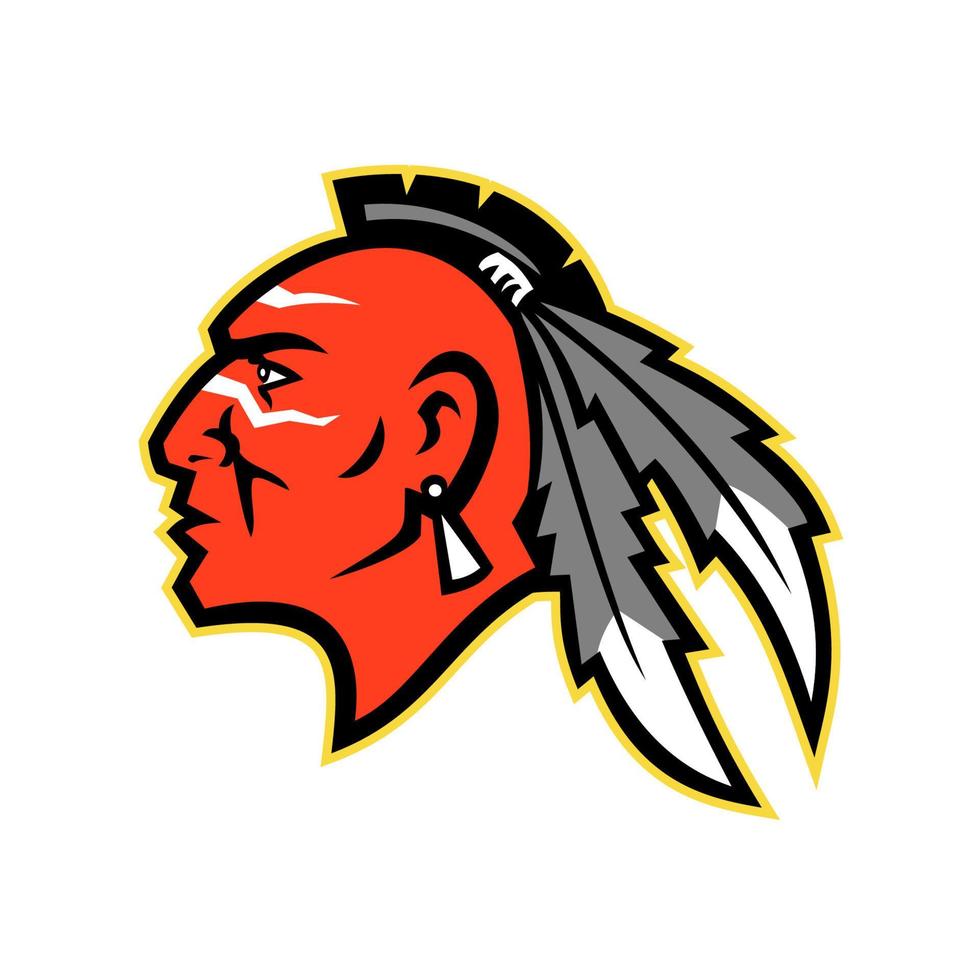 Mohawk Brave Warrior Head Side Mascot vector