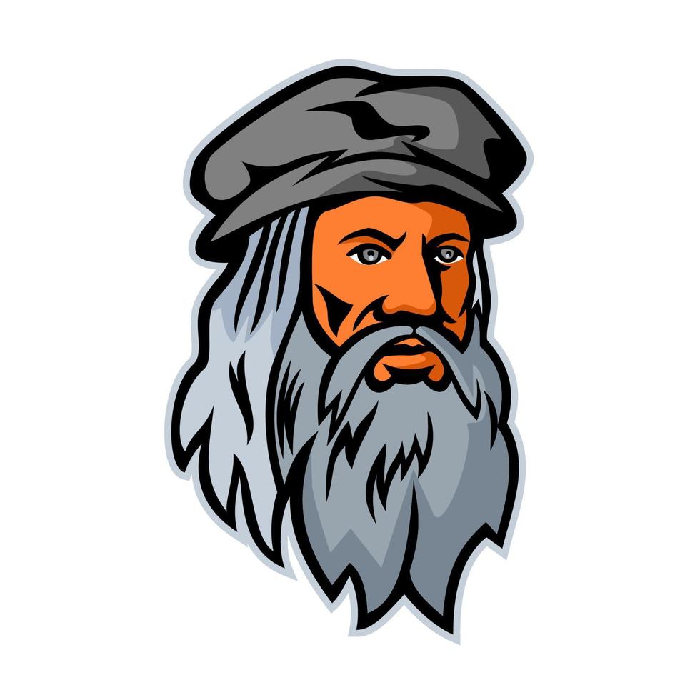 Leonardo da Vinci Head Mascot vector