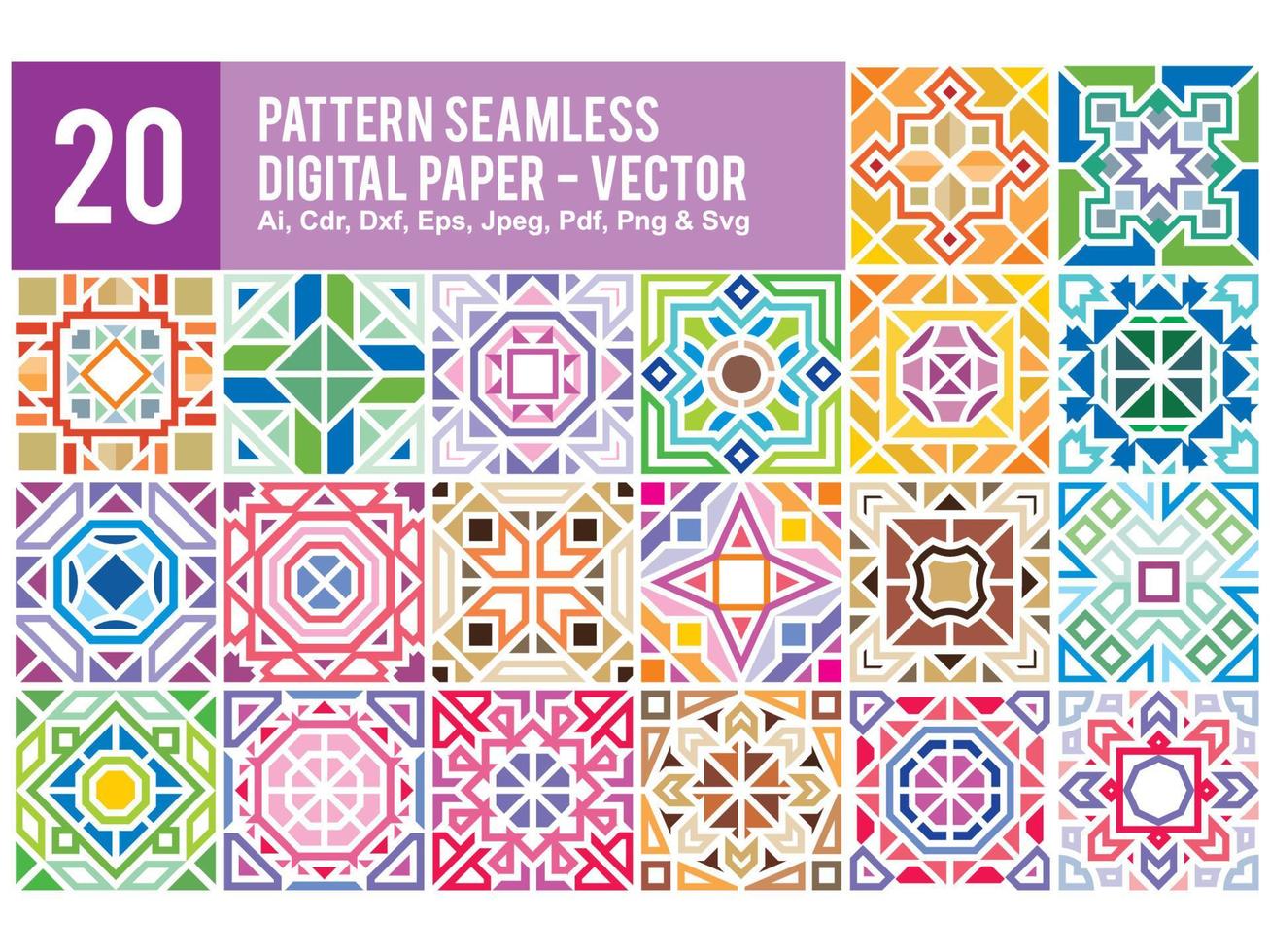 Colorful Pattern Seamless Set Pro vector