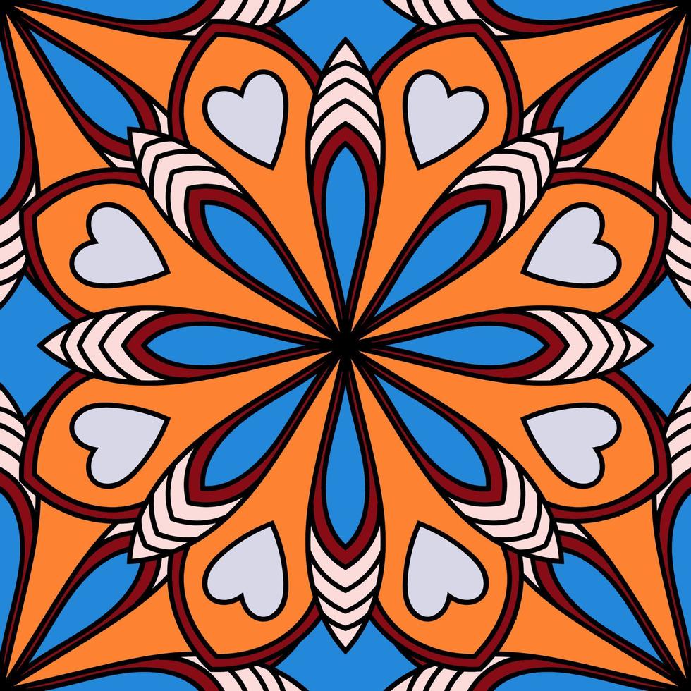Abstract seamless pattern with mandala flower. Mosaic, tile. Floral background. vector