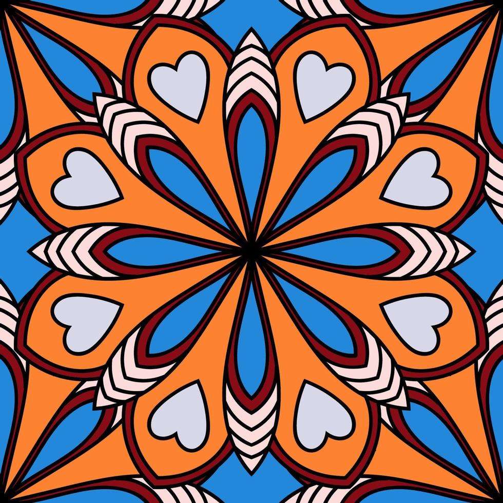 Resumen de patrones sin fisuras con flor de mandala. mosaico, azulejo. fondo floral. vector