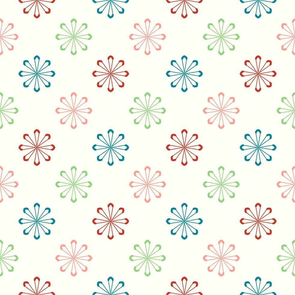 Abstract seamless pattern with mandala flower. Mosaic, tile, polka dot. Floral background. vector