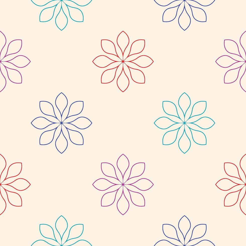 Resumen de patrones sin fisuras con flor de mandala. mosaico, azulejo, lunares. fondo floral. vector