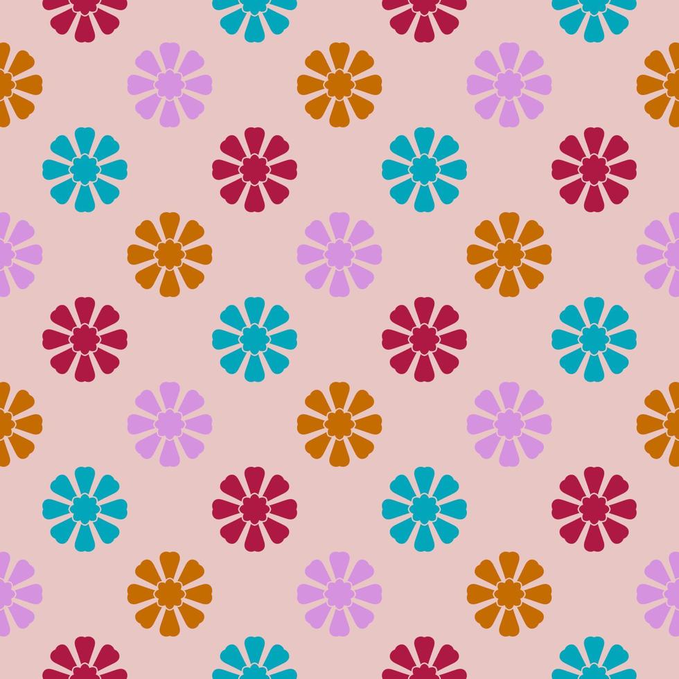 Abstract seamless pattern with mandala flower. Mosaic, tile, polka dot. Floral background. vector