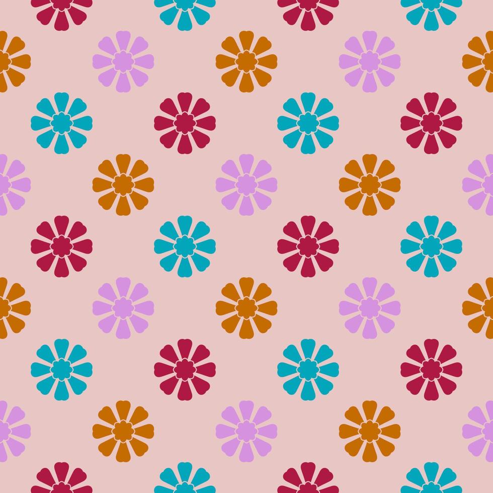 Abstract seamless pattern with mandala flower. Mosaic, tile, polka dot. Floral background. vector