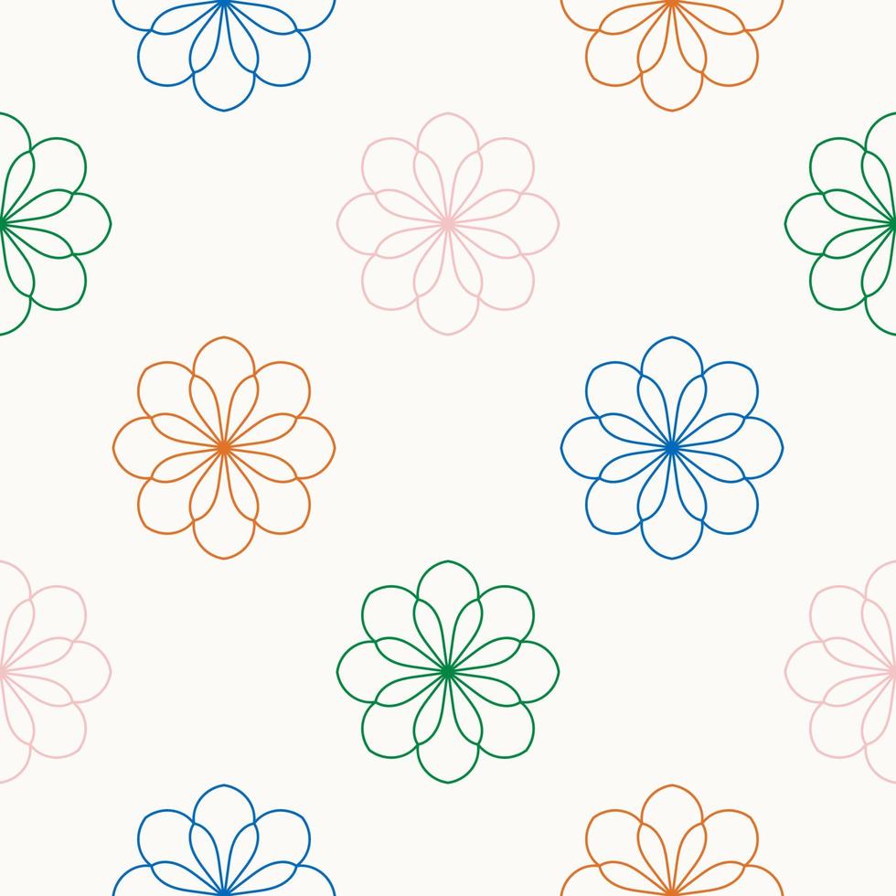 Abstract seamless pattern with mandala flower. Mosaic, tile, polka dot. Floral background. vector