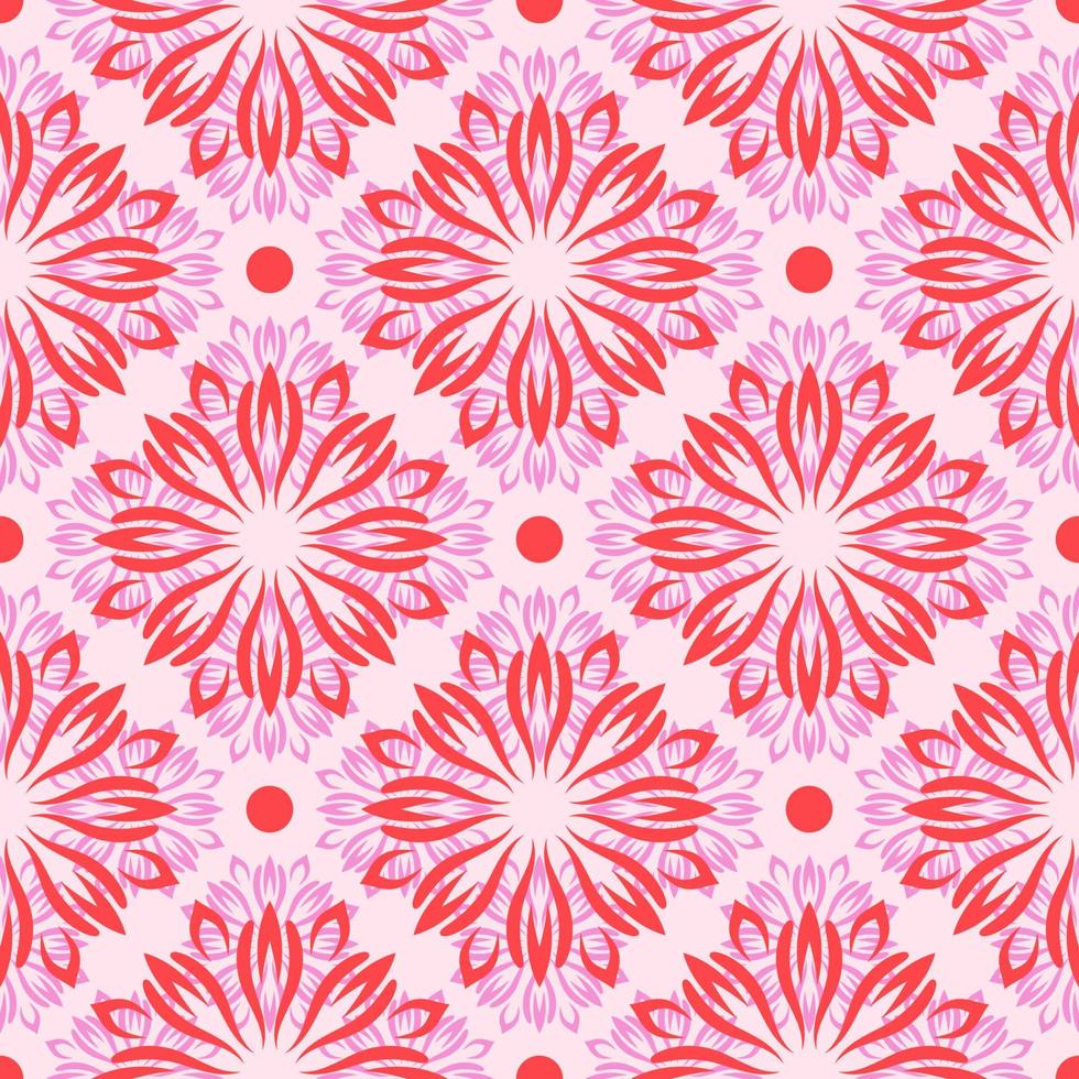 Abstract seamless pattern with mandala flower. Mosaic, tile. Floral background. vector