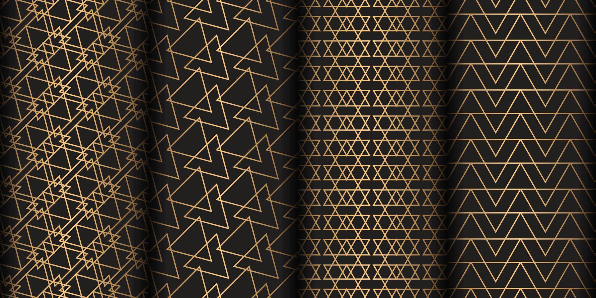 fondo de patrón transparente de oro negro geométrico vector