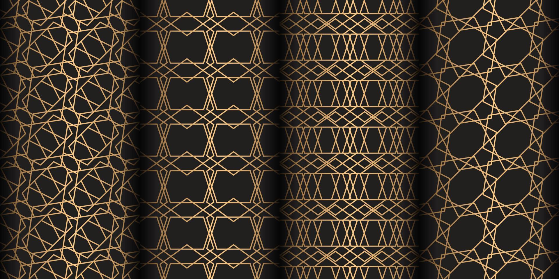 Geometric black gold seamless pattern background vector