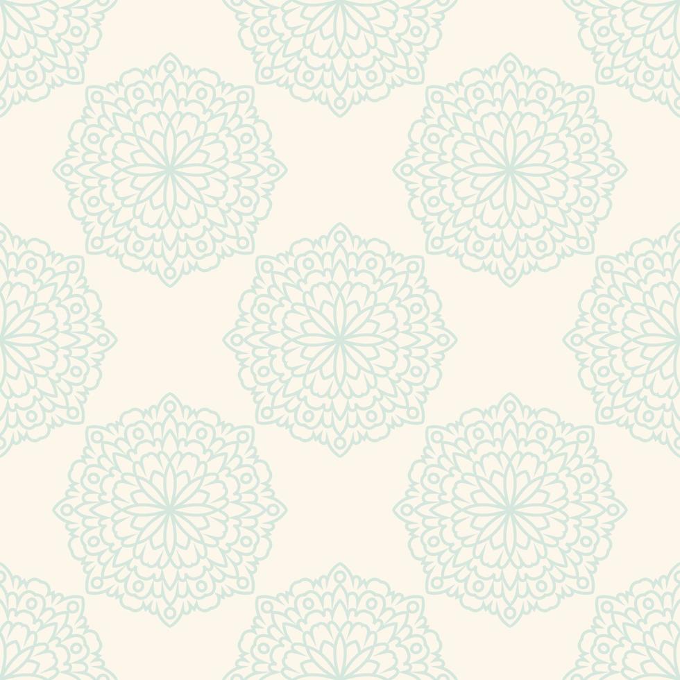 Fantasy seamless pattern with ornamental mandala. Abstract round doodle flower background. Floral geometric circle. vector