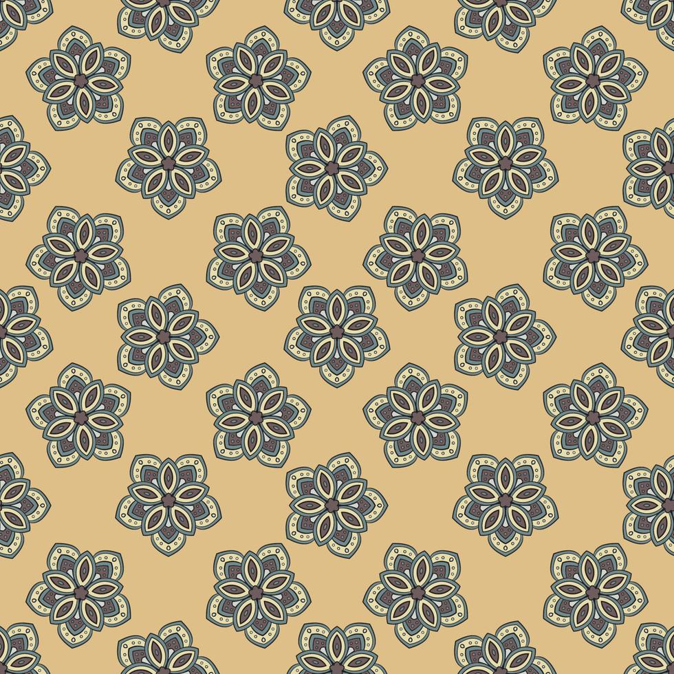 Abstract seamless pattern with mandala flower. Mosaic, tile, polka dot. Floral background. vector